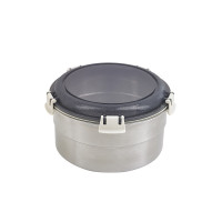 Boite ronde NoxBox en inox avec couvercle en plastique PP noir et fermeture hermétique  H80mm 900ml