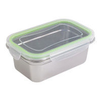 Boite repas rectangulaire NoxBox en inox avec couvercle en plastique PP  193x125mm H70mm 1000ml