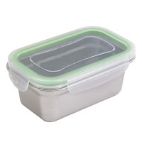 Boite repas rectangulaire NoxBox en inox avec couvercle en plastique PP  163x100mm H65mm 620ml