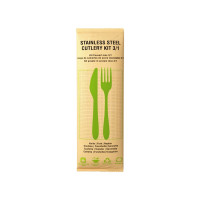 Kit couverts Noxcut en inox 3/1: couteau fourchette serviette, emballage papier 210x60mm H15mm