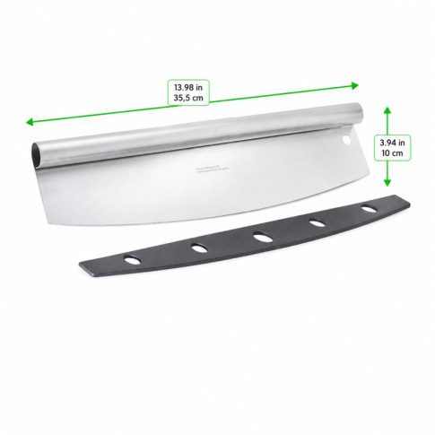 Couteau pizza Rocker en inox avec étui protecteur 355x100mm H25mm