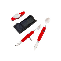 Couverts de poche multifonctions avec manche en plastique rouge 110x20mm H10mm