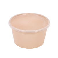 Bol Reemp beige en plastique PP avec couvercle transparent   H52mm 470ml
