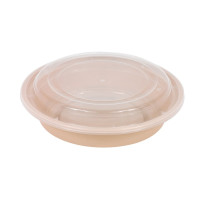 Bol Reemp beige en plastique PP avec couvercle transparent   H51mm 700ml