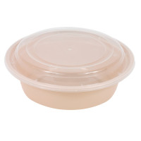 Bol Reemp beige en plastique PP avec couvercle transparent   H67mm 980ml