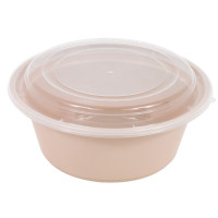 Bol Reemp beige en plastique PP avec couvercle transparent   H82mm 1200ml