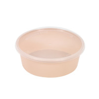 Bol Reemp beige en plastique PP avec couvercle transparent   H41mm 300ml