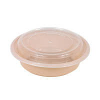 Bol Reemp beige en plastique PP avec couvercle transparent   H66mm 470ml