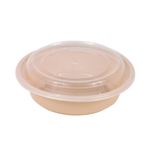 Bol Reemp beige en plastique PP avec couvercle transparent   H66mm 470ml