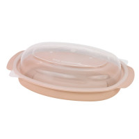 Bol Reemp beige en plastique PP avec couvercle transparent   H76mm 600ml