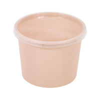 Bol Reemp beige en plastique PP avec couvercle transparent   H90mm 700ml
