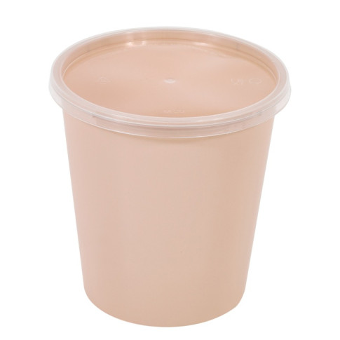 Bol Reemp beige en plastique PP avec couvercle transparent   H125mm 1000ml