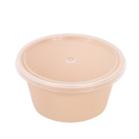 Bol Reemp beige en plastique PP avec couvercle transparent   H30mm 60ml