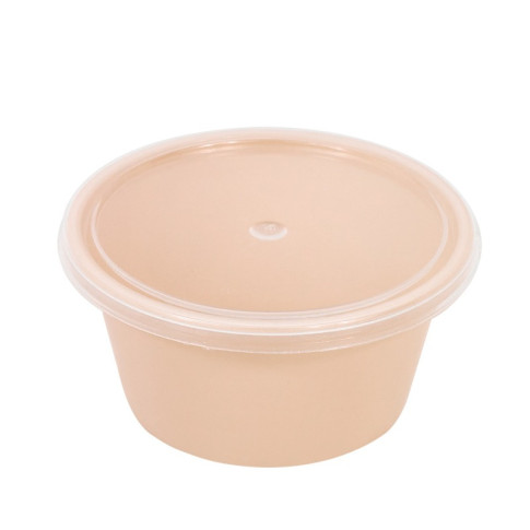Bol Reemp beige en plastique PP avec couvercle transparent   H30mm 60ml