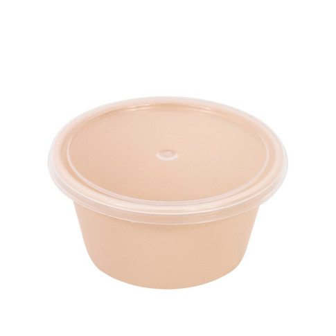 Bol Reemp beige en plastique PP avec couvercle transparent   H40mm 120ml