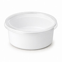 Bol rond blanc avec couvercle plat transparent en pet de 4oz  H45mm 120ml