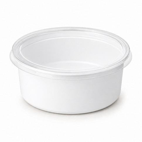 Bol rond blanc avec couvercle plat transparent en pet de 4oz  H45mm 120ml