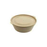 Bol Reemp beige en plastique PP avec couvercle attaché  H36mm 180ml