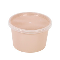 Bol Reemp beige en plastique PP avec couvercle transparent  226x154mm H54mm 600ml
