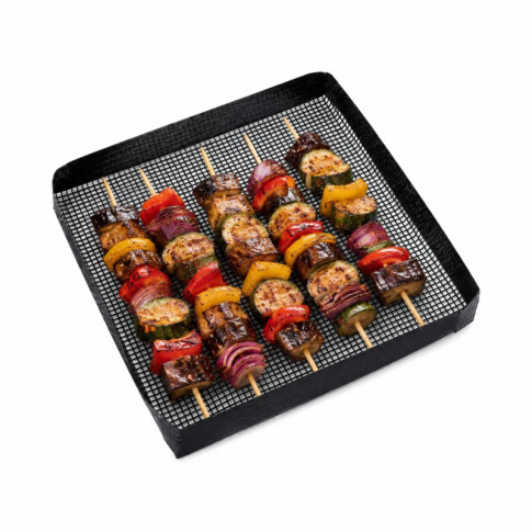 Plaque grillagée en silicone avec bordure pour BBQ 279x279mm H30mm
