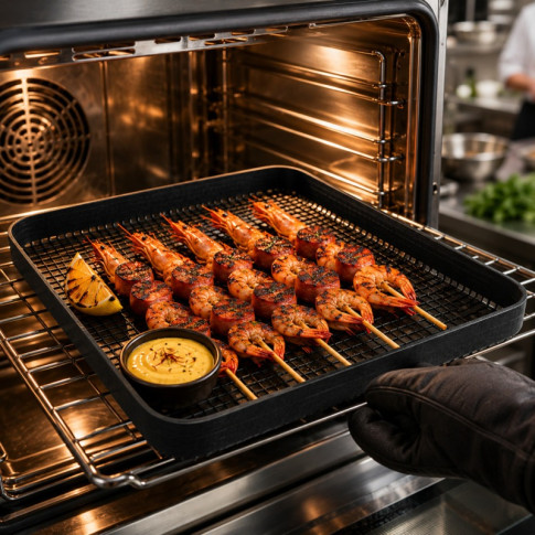 Tapis grillagé en silicone avec bordure pour BBQ 305x305mm