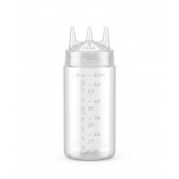 Squeezer souple transparent 3 embouts, plastique BPA free  H185mm 230ml