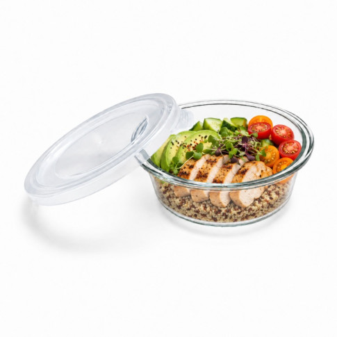 Combo Bol CookShow en verre compartimenté+Couv PP    H60mm 390ml