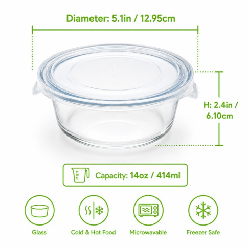 Combo Bol CookShow en verre compartimenté+Couv PP    H60mm 390ml