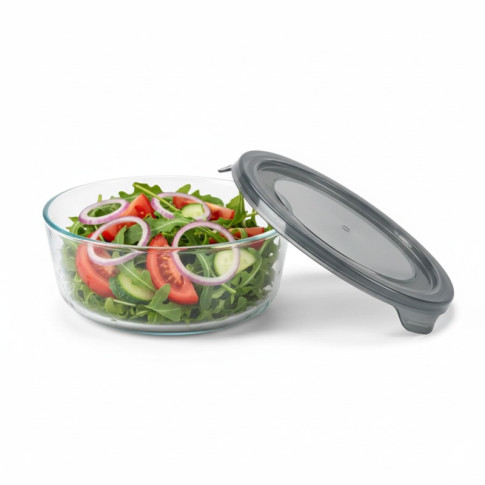 Combo Bol CookShow en verre compartimenté+Couv PP    H67mm 640ml