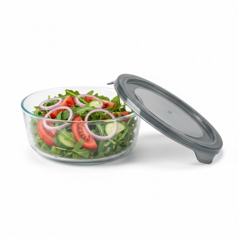 Combo Bol CookShow en verre compartimenté+Couv PP    H67mm 640ml