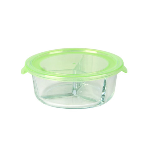 Combo Bol CookShow en verre compartimenté+Couv PP    H66mm 930ml