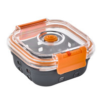 Boite carre en verre+couv transp.+protection silicone  132x132mm H53mm 510ml