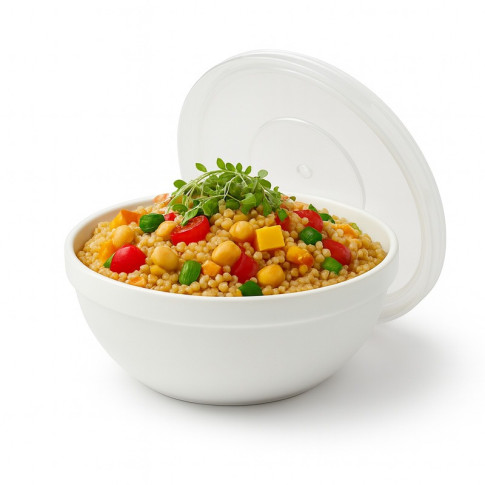 Combo Bol CookShow verre opale + Couv en plastique PP  H75mm 1 140ml