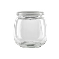 Bocal en verre sphérique avec couvercle plastique PP à clipser  H87mm 300ml