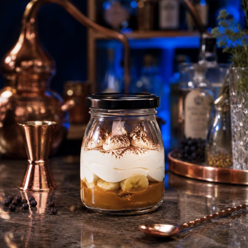 Pot à dessert en verre avec couvercle noir en metal à visser  H91mm 200ml