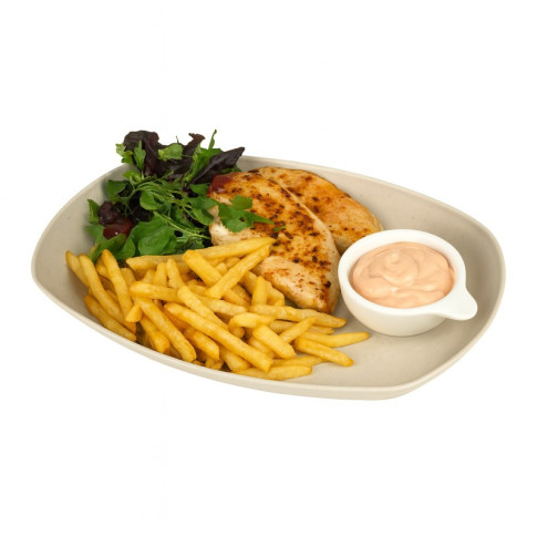 Huskly assiette ovale réemployable composite beige 290x180mm H32mm