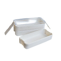 Boîte Bento 3 compartiments réemployable composite beige 185x80mm H103mm 900ml