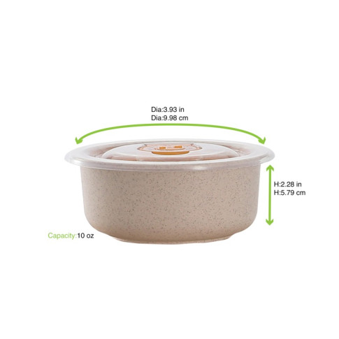 Bol réutilisable en composite beige avec couvercle en plastique PP  H58mm 300ml