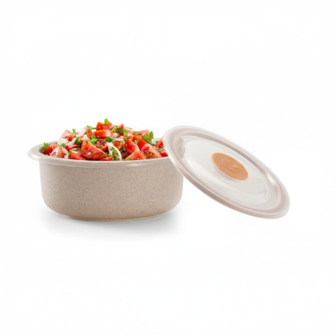 Bol réutilisable en composite beige avec couvercle en plastique PP  H75mm 900ml