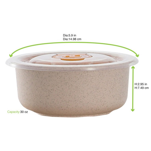 Bol réutilisable en composite beige avec couvercle en plastique PP  H75mm 900ml