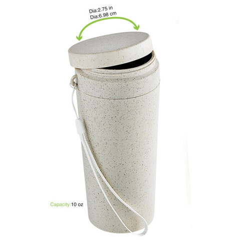 Bouteille réemployable en composite beige avec couvercle  H165mm 310ml