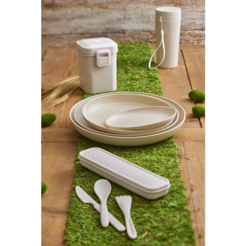 Bouteille réemployable en composite beige avec couvercle  H165mm 310ml