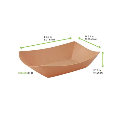 Barquette Bateau kraft réutilisable 218x155mm H40mm