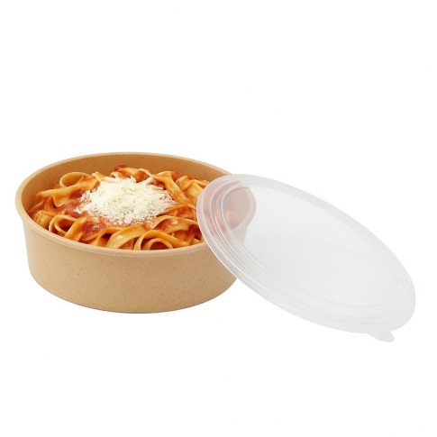 Combo Saladier Kraft et couvercle transparent réutilisable  H68mm