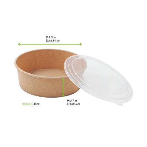 Combo Saladier Kraft et couvercle transparent réutilisable  H68mm