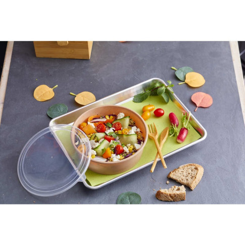 Combo Saladier Kraft et couvercle transparent réutilisable  H68mm
