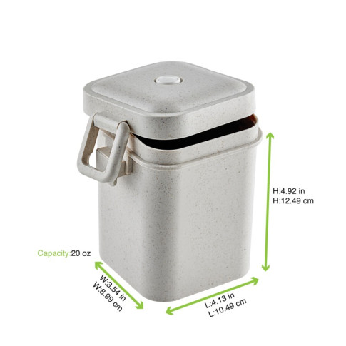 Pot à soupe réemployable en composite beige avec couvercle 105x90mm H125mm 600ml