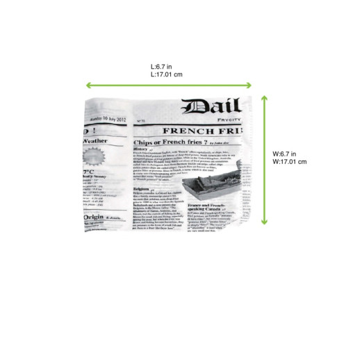 Sac papier ingraissable ouvert sur 2 côtés décor journal 170x170mm