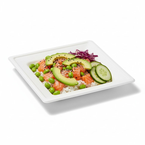 Assiette pulpe carrée blanche  160mm  H15mm