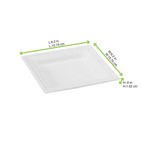 Assiette pulpe carrée blanche  160mm  H15mm